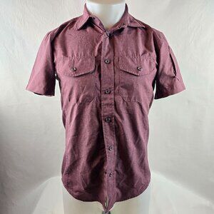 Vertx Tactical Shirt Mens Small Snap Button Front Shirt Burgundy Utility Stretch